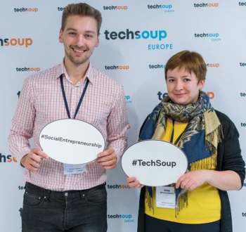 Oleg Saharov (TechSoup, Poland) and Irina Miroshnichenko, IIS Program Manager